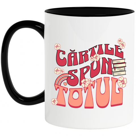 Cadouri Pentru Copii - Cana Personalizata Teanc de Cărți de Studii și Flori Colorate - Educație și Dezvoltare Personală