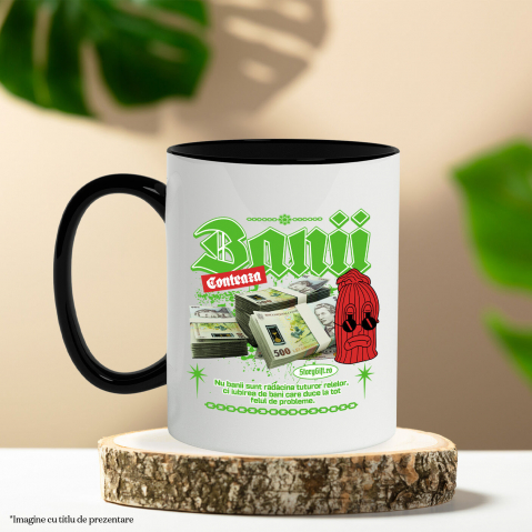 Cana Personalizata Teancuri Bancnote 500 Lei cu Cagula Roșie Supărată – Cadou Personalizat „Banii Contează” pentru Familie, Copii, Tati, Prieteni [2]