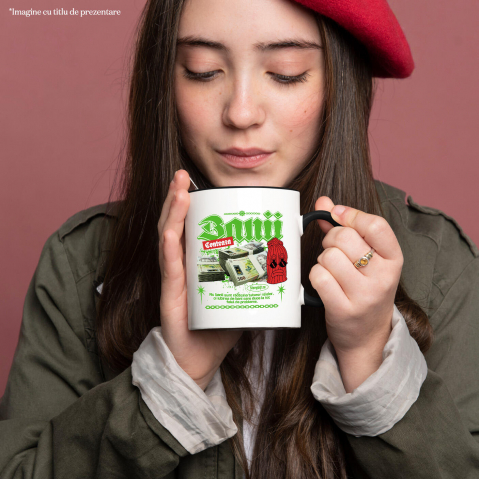 Cana Personalizata Teancuri Bancnote 500 Lei cu Cagula Roșie Supărată – Cadou Personalizat „Banii Contează” pentru Familie, Copii, Tati, Prieteni [1]