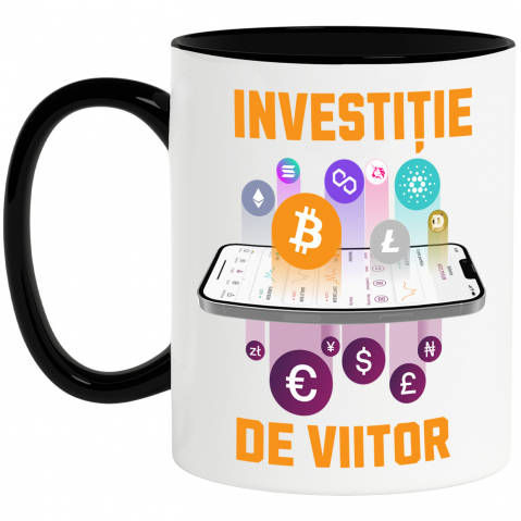 BANI - Cana Personalizata Telefon cu Criptomonede Bitcoin – „Investiție de Viitor” – Cadou Personalizat pentru Familie, Tati, Copii, Prieteni