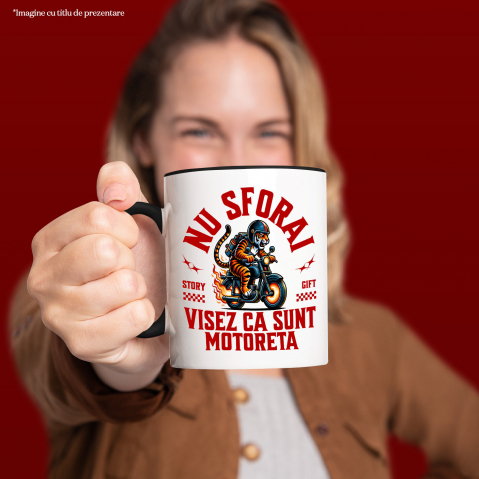 Cana Personalizata Tigru Furios Pe Motor Vintage – Design Amuzant și Plin de Pasiune [1]