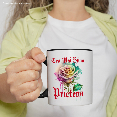 Cana Personalizata Trandafir Colorat Arta Pictura Curgătoare pentru Cea Mai Bună Prietenă | Cadouri Personalizate pentru Familie și Prieteni [1]
