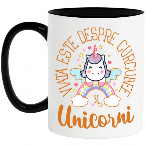 Copii - Cana Personalizata Unicorn pe Curcubeu Multicolor – Cadou Personalizat pentru Copii și Familie