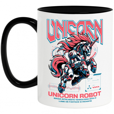 Copii - Cana Personalizata Unicorn Roz Robot Inteligent – Cadou Personalizat pentru Copii și Familie
