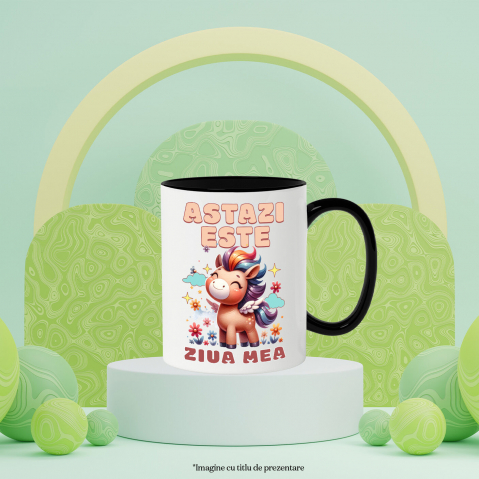 Cana Personalizata Unicorn Vesel cu Flori – Cadou Personalizat pentru Ziua Mea [2]