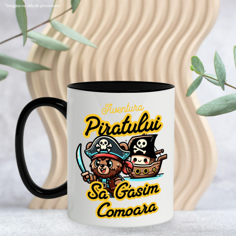 Cana Personalizata Tricou Personalizat Urs Pirat – "Aventura Piratului, Comoara" | Cadou pentru Iubitorii de Piraterie și Aventuri [2]