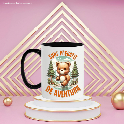 Cana Personalizata "Urs de Pluș Maro în Pădure și Râu cu Apă Cristalină – Pregătit pentru Aventură" [2]