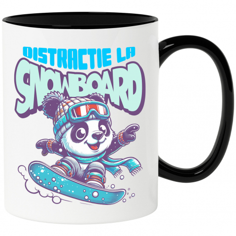 Cani Personalizate - Cana Personalizata Urs Panda pe Snowboard - Tricou Personalizat pentru Iubitorii Sporturilor de Iarnă
