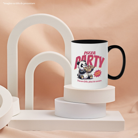 Cana Personalizata Cadouri personalizate pentru iubitorii de pizza | Urs Panda și fast food cu text amuzant [2]