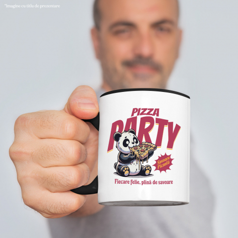 Cana Personalizata Cadouri personalizate pentru iubitorii de pizza | Urs Panda și fast food cu text amuzant [1]