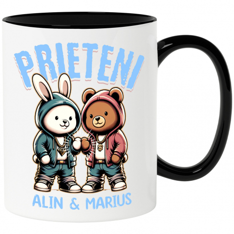 Prieteni - Cana Personalizata Urs polar și urs brun stil gangster personalizați, cadouri amuzante pentru familie și copii