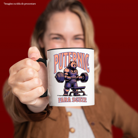 Cana Personalizata urs puternic, urs la sală, ridicat greutăți, antrenament fitness, tricou sport personalizat, cadou pentru sportivi, maiou de forță, urs culturist, design sală de forță, cadouri pentru tati și prieteni [1]