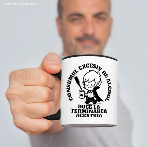 Cana Personalizata Cana Amuzantă cu Vampir Haios – Mesaj despre Alcool și Energia Pierdută [1]