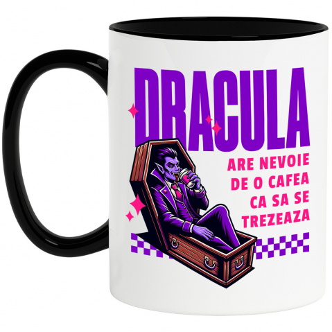 BASME - Cana Personalizata Vampir în Sicriu cu Cafea – Cadou Amuzant pentru Dracula și Tati
