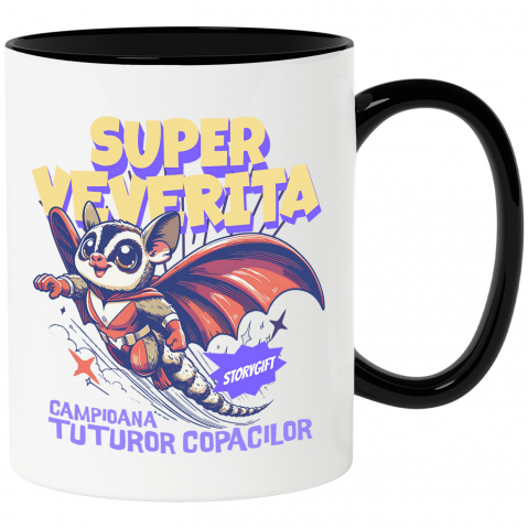 Supereroi - Cana Personalizata Veverița Cu Aripi Și Costum Roșu – Cadou Personalizat „Super Veverița Campioana Tuturor Copacilor”