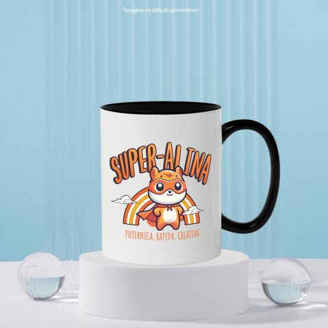 Cana Personalizata Veverița Cu Masca Și Pelerină De Super Erou Curcubeu – Cadou Personalizat Pentru Copii [2]