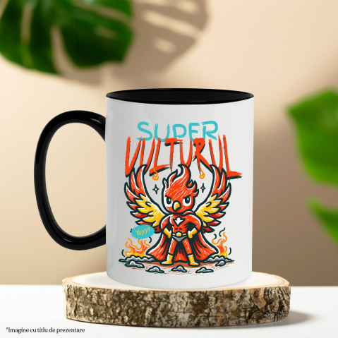 Cana Personalizata Vultur Desenat Roșu Cu Costum De Super Erou – Cadou Personalizat „Super Vultur” [2]