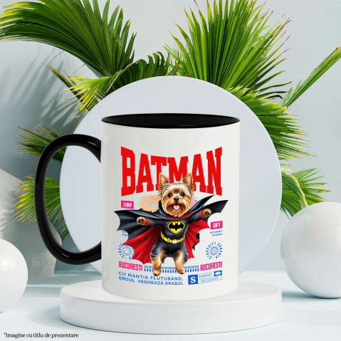 Cana Personalizata Yorkshire Terrier În Costum de Batman – Câine Supererou pentru Copii și Iubitorii de Animale [2]