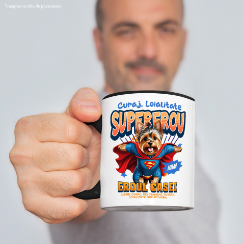 Cana Personalizata Yorkshire Terrier în Costum de Superman – Produse Personalizate pentru Familie și Copii [1]