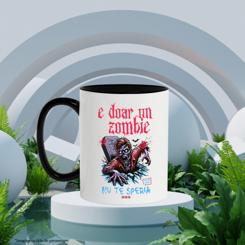 Cana Personalizata Zombie Din Mormânt cu Mesaj „E Doar un Zombie Nu Te Speria” | Cadou Personalizat Halloween [2]
