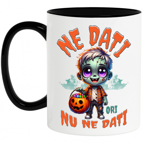 Halloween - Cana Personalizata Zombie Din Mormânt cu Mesaj „E Doar un Zombie Nu Te Speria” | Cadou Personalizat Halloween
