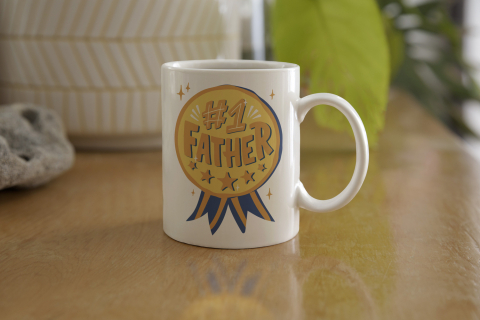 Cana Personalizata Pentru Cei Dragi Cu Mesajul "Cel Mai Bun Tata", Ceramica, 330 ml, Negru, Maro, Alb [2]