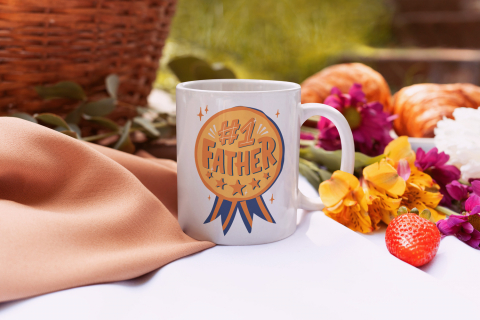 Cana Personalizata Pentru Cei Dragi Cu Mesajul "Cel Mai Bun Tata", Ceramica, 330 ml, Negru, Maro, Alb [1]