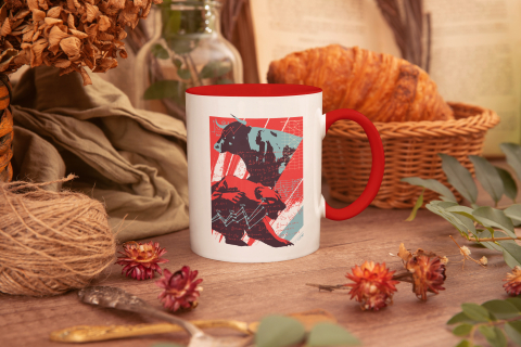 Cana Personalizata Pentru Iubitorii si Investitorii In Bursa De Valori, Bear and Bull Market, 330 ml, Cu Manerul Rosu, Multicolor [1]