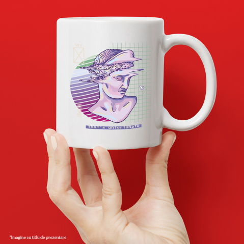 Cana Personalizata Statuie Abstracta Cu Mesajul in Engleza That's Unfortunate, Ceramica, 330 ml, Alb, Negru [1]