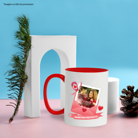 Cana Plic Cu Dragoste, Inimi Rosii, Mesaj Personalizat, Valentine's Day cu Maner si Interior Rosu [2]