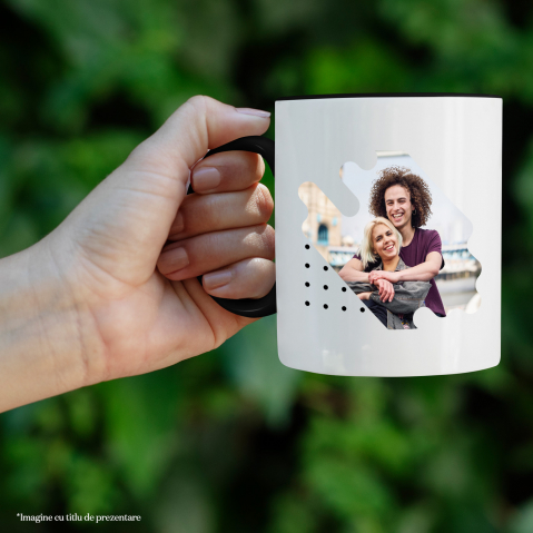 Cana Tablou Cuplu Indragostit, Cadou Personaliat, Forma bizara, Valentine's Day cu Maner si Interior Negru [1]