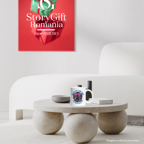 Cana uit de tot cand sunt pe motocicleta viteza, 330ml, Ceramic cu Maner Alb [3]