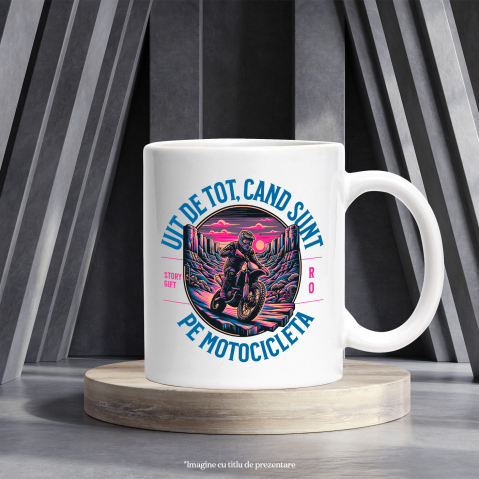 Cana uit de tot cand sunt pe motocicleta viteza, 330ml, Ceramic cu Maner Alb [2]