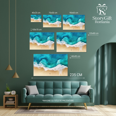 Panorama Coastei Tropicale cu Ocean Turcoaz - Peisaj de Vară, Marime 40x25CM [3]