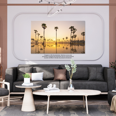 Peisaj Plajă Tropicală cu Apus de Soare și Palmieri, Marime 40x25CM [2]