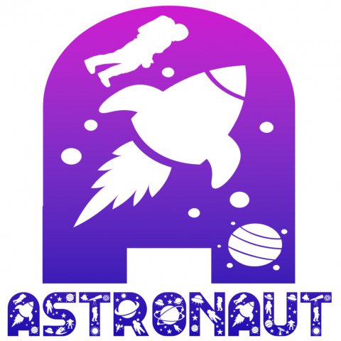 Stickere Personalizate - Sticker Adeziv Iubitorii De Astronomie, Racheta astronaut, Text Nume Personalizat, Multicolor , cu Margini Albe, PVC Vinyl, 10 CM