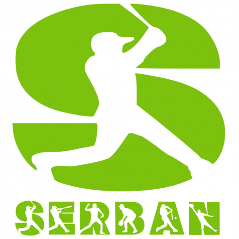 Sport - Sticker Adeziv Iubitorii De Baseball, Minge, Silueta Sportiv, Text Nume Personalizat, Copii, Culoare Verde , cu Margini Albe, PVC Vinyl, 10 CM