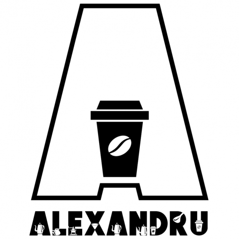 Stickere Personalizate - Sticker Adeziv Iubitorii De cafea, Energie Boabe, Text Nume Personalizat, Culoare Negru , cu Margini Albe, PVC Vinyl, 10 CM