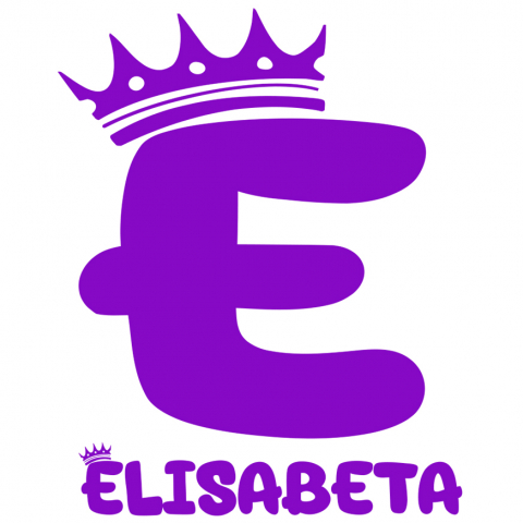 Mixed - Sticker Adeziv Iubitorii De Coroane Regale, Text Nume Personalizat, Copii, Culoare Mov , cu Margini Albe, PVC Vinyl, 10 CM