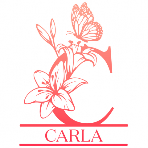 Flori - Sticker Adeziv Iubitorii De Crini, Flori,Fluture Natura, Text Nume Personalizat, Dragoste, Culoare Rosu , cu Margini Albe, PVC Vinyl, 10 CM