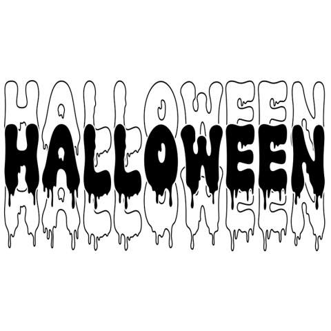 Sărbători - Sticker Adeziv Iubitorii De Hallowen, Text Nume Personalizat, Copii, Culoare Negru , cu Margini Albe, PVC Vinyl, 10 CM