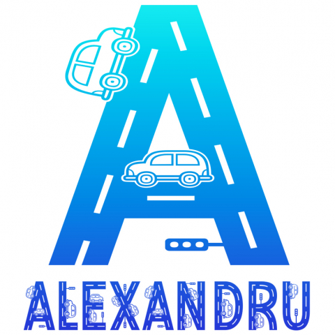 Stickere Personalizate - Sticker Adeziv Iubitorii De Masini, Sofer, Text Nume Personalizat, Culoare Albastru Gradient , cu Margini Albe, PVC Vinyl, 10 CM