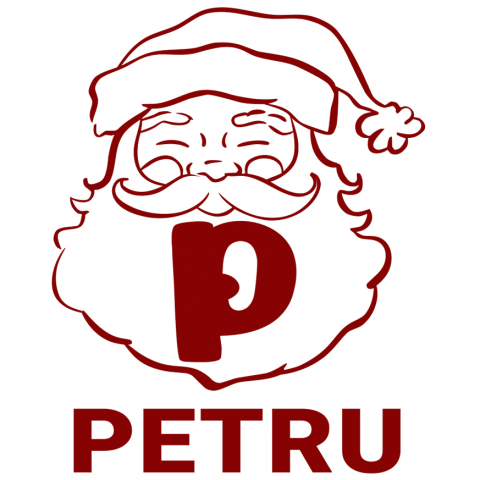 Sărbători - Sticker Adeziv Iubitorii De Mos Craciun, Portret, Text Nume Personalizat, Copii, Culoare Rosu , cu Margini Albe, PVC Vinyl, 10 CM