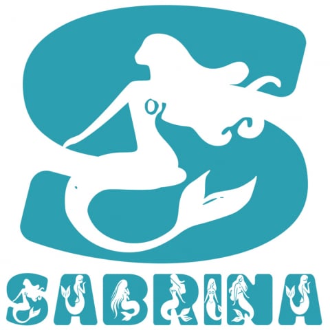 Stickere Personalizate - Sticker Adeziv Iubitorii De Sirene, Basme, Unicorn, Text Nume Personalizat, copii, Culoare Albastru , cu Margini Albe, PVC Vinyl, 10 CM