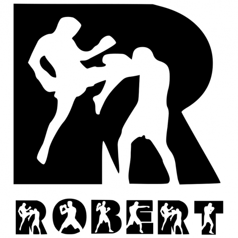 Stickere Personalizate - Sticker Adeziv Iubitorii De Sport Box, Contact, Text Nume Personalizat, Barbati, Culoare Negru , cu Margini Albe, PVC Vinyl, 10 CM