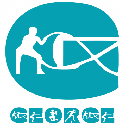 Sport - Sticker Adeziv Iubitorii De Sport, Siluete Umane, Sala Fitness, Text Nume Personalizat, Culoare Albastru , cu Margini Albe, PVC Vinyl, 10 CM