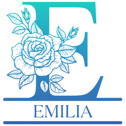 Flori - Sticker Adeziv Iubitorii De Trandafiri, Fluture Natura, Text Nume Personalizat, Dragoste, Culoare Albastru , cu Margini Albe, PVC Vinyl, 10 CM