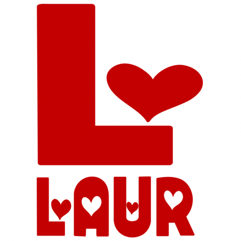 Familie - Sticker Adeziv Iubitorii De Valentine's Day, Inimi, Text Nume Personalizat, Dragoste, Culoare Rosu , cu Margini Albe, PVC Vinyl, 10 CM