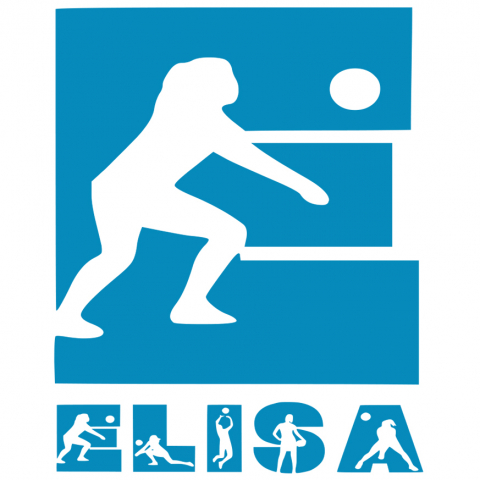 Sport - Sticker Adeziv Iubitorii De Volei, Silueta Sportiva, Text Nume Personalizat, Copii, Culoare Albastru , cu Margini Albe, PVC Vinyl, 10 CM