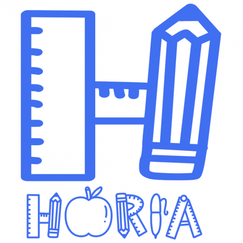 Școală - Sticker Adeziv Profesor Scoala, Creion, mar, Text Nume Personalizat, Copii, Culoare Albastru , cu Margini Albe, PVC Vinyl, 10 CM